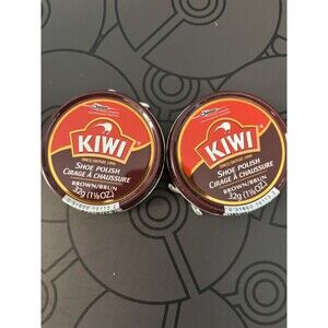 Kiwi Brown Shoe Polish Leather Care 2 Tins 31g 1.13oz Shines Renews & Protects